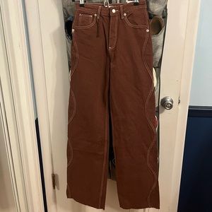 Zara brown wide leg jeans
